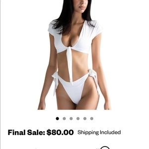 Pink Four Three Seven swimwear Front short sleeve the Robyn bikini top small